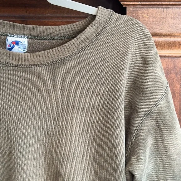 Vintage army green Champion pullover sweatshirt USA made medium *stain* - Picture 3 of 13